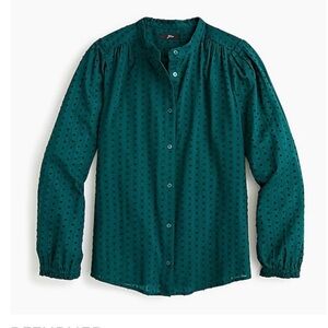 J.Crew Button Down Blouse in Clip Dot Green M